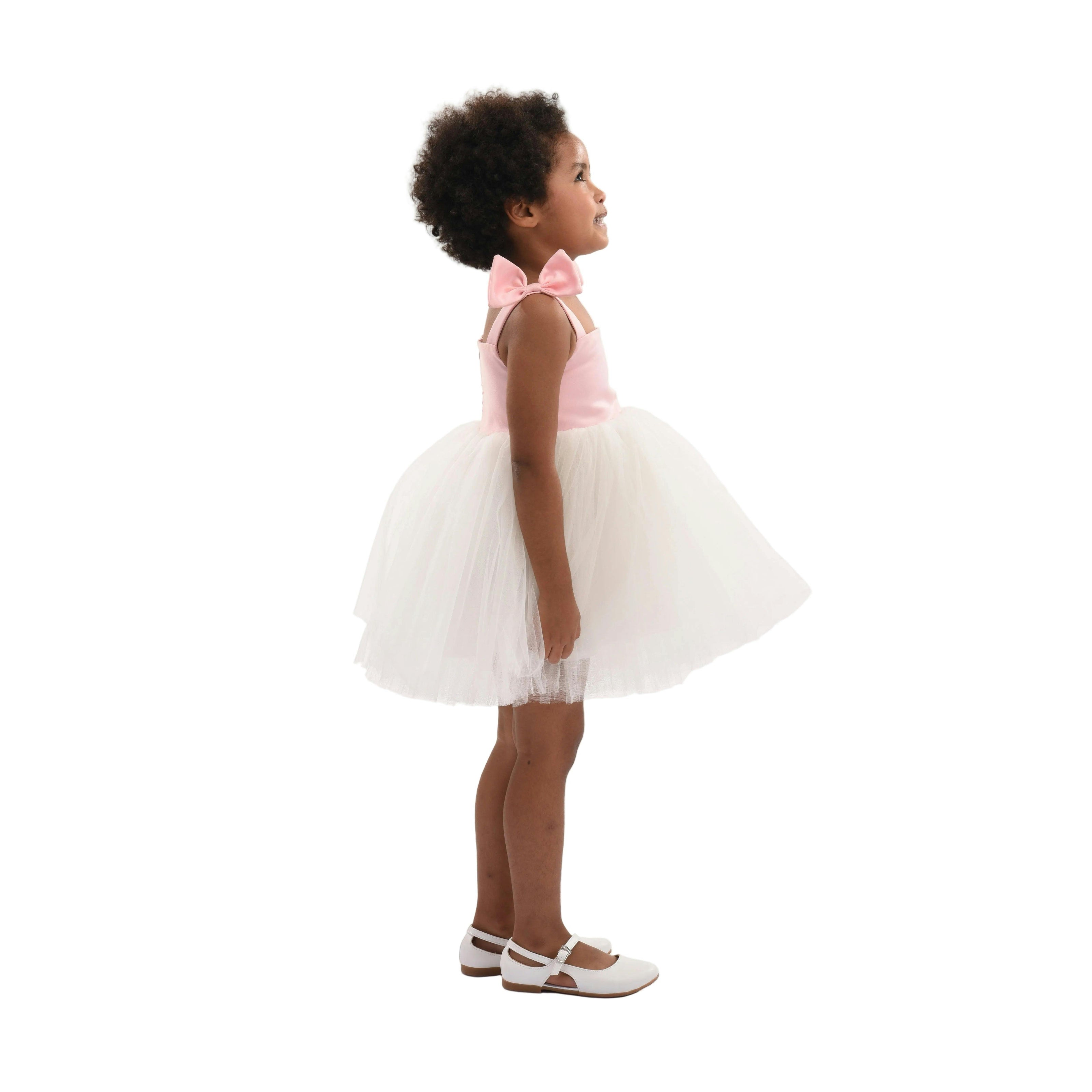 Light Pink Bodice Dress with White Tulle Skirt