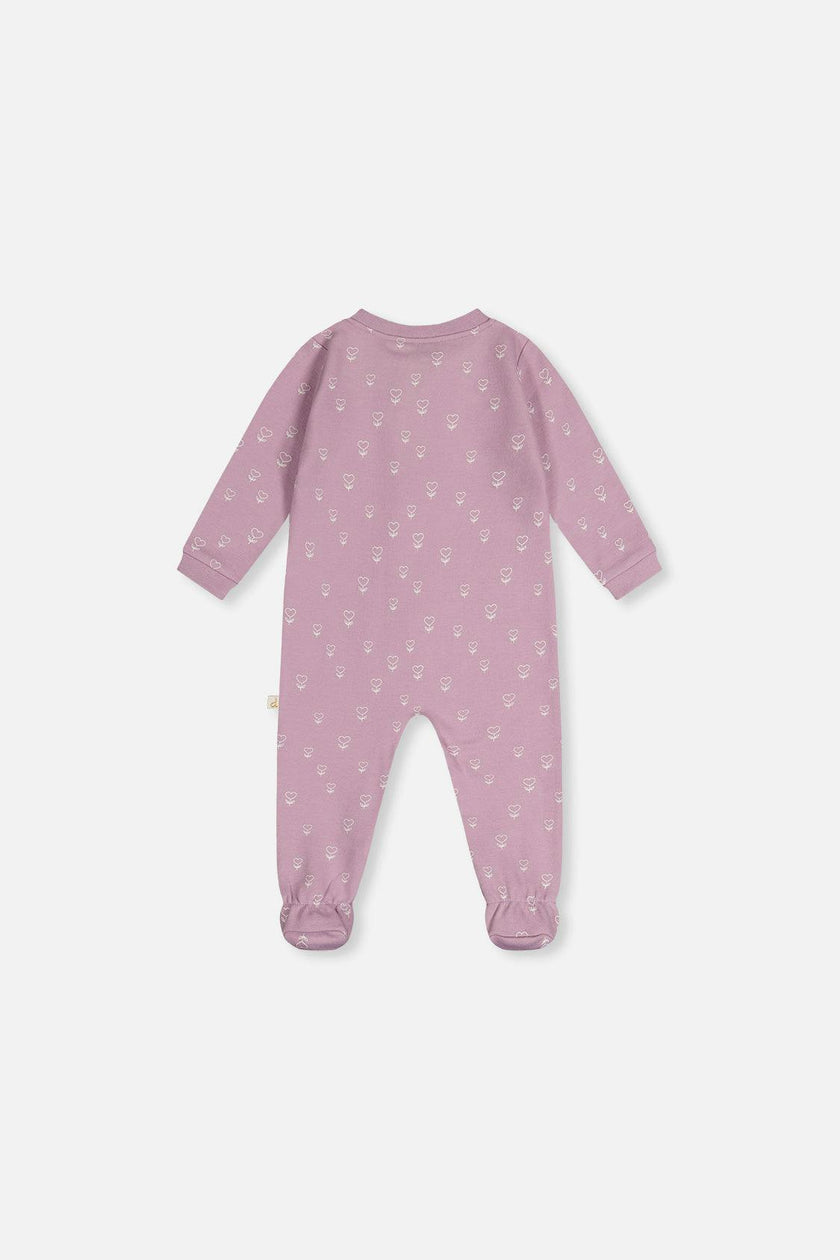 Baby Organic Cotton One Piece Pajama Purple Floral Print