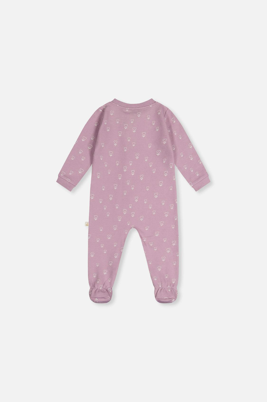 Baby Organic Cotton One Piece Pajama Purple Floral Print