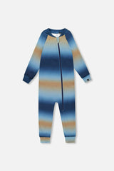 One-Piece Thermal Underwear Blue And Beige Gradient