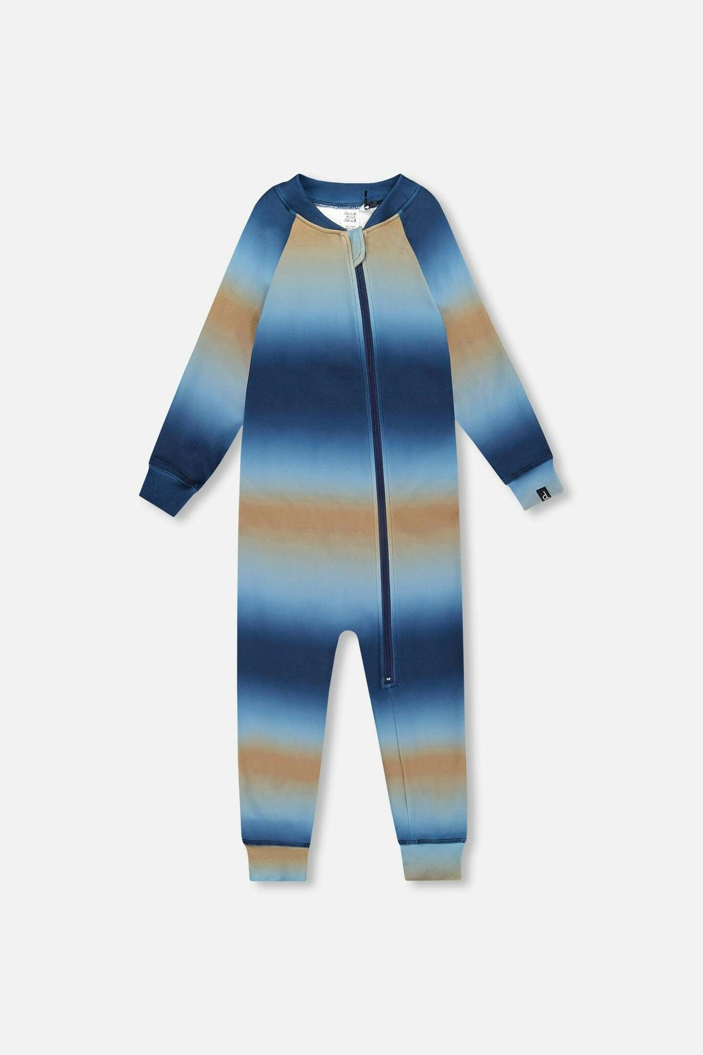 One-Piece Thermal Underwear Blue And Beige Gradient