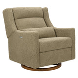 Kiwi Plus Chair and a Half Power Glider Recliner in Latte Teddy Loop w/ Dark Wood Base