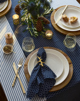 Signature Navy French Ticking Table Linen