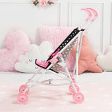 Bayer Design Dolls: Buggy Umbrella Stroller - Hearts Black & Pink