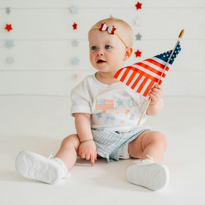 Glitter Flag Bow Baby Headband