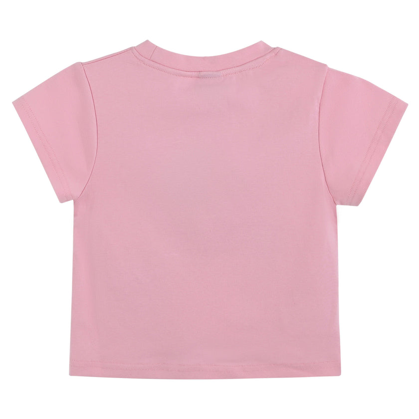 Pink Tee with Food Motifs