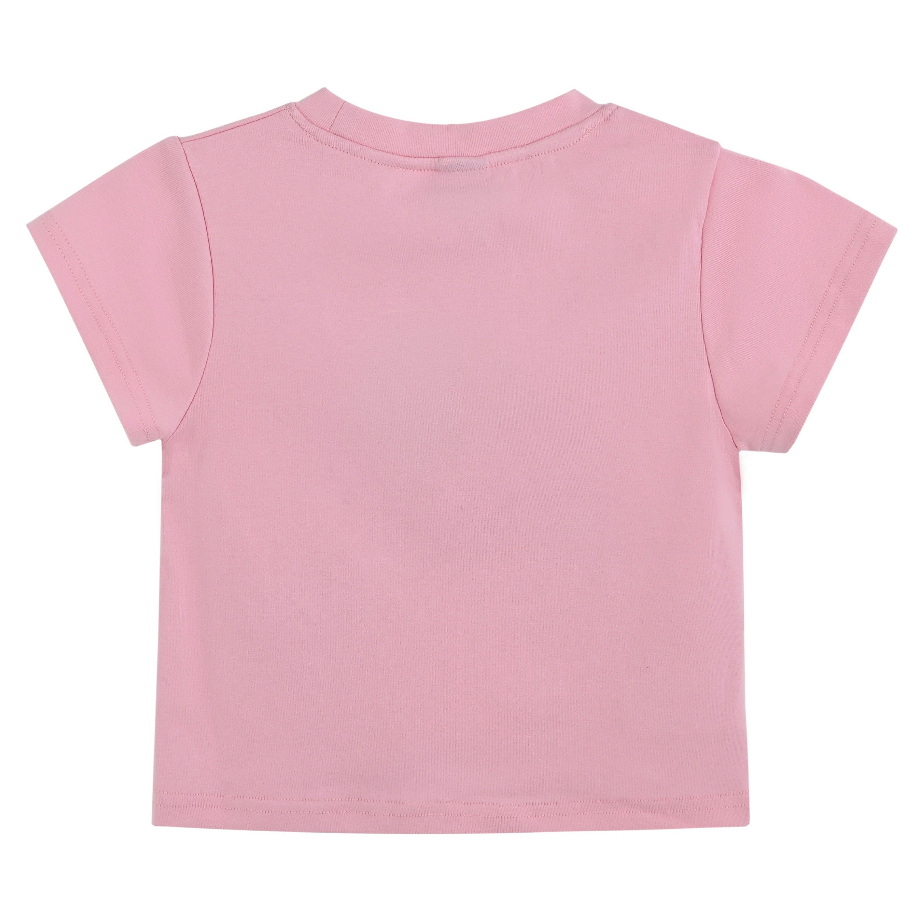 Pink Tee with Food Motifs