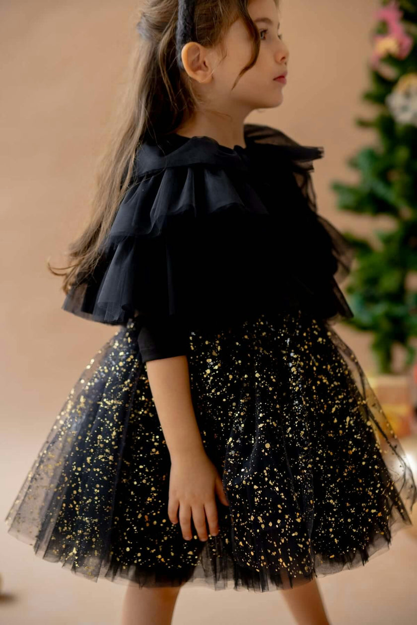 Shiny Black Dress Set