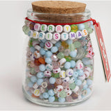 Multicolor Merry Christmas DIY Letter Bead Jar with Pink Christmas Tree Charm