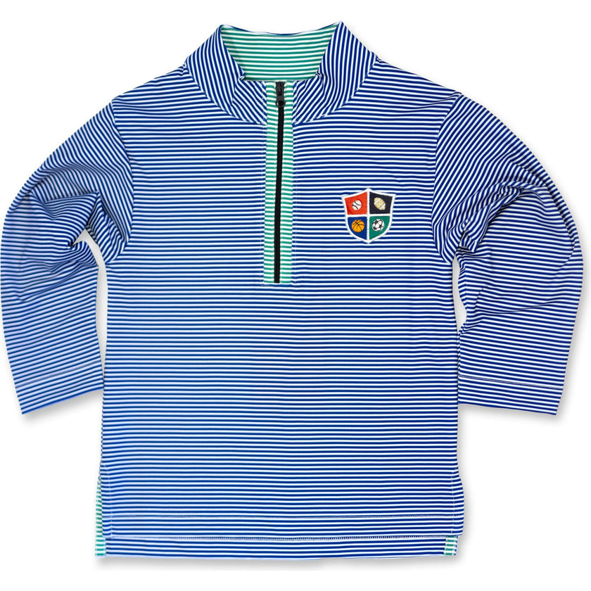 Stripe Performance Knit Half Zip With Sports Crest