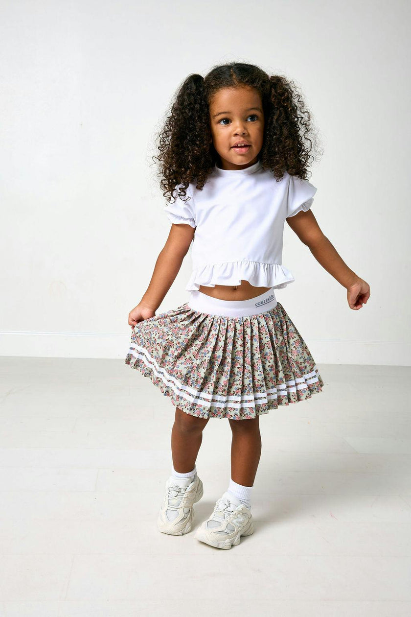 fall floral pleated skort