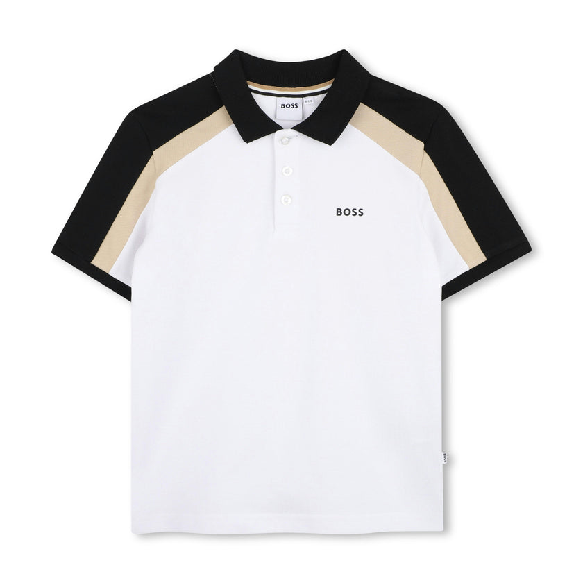 White Color-Block Polo