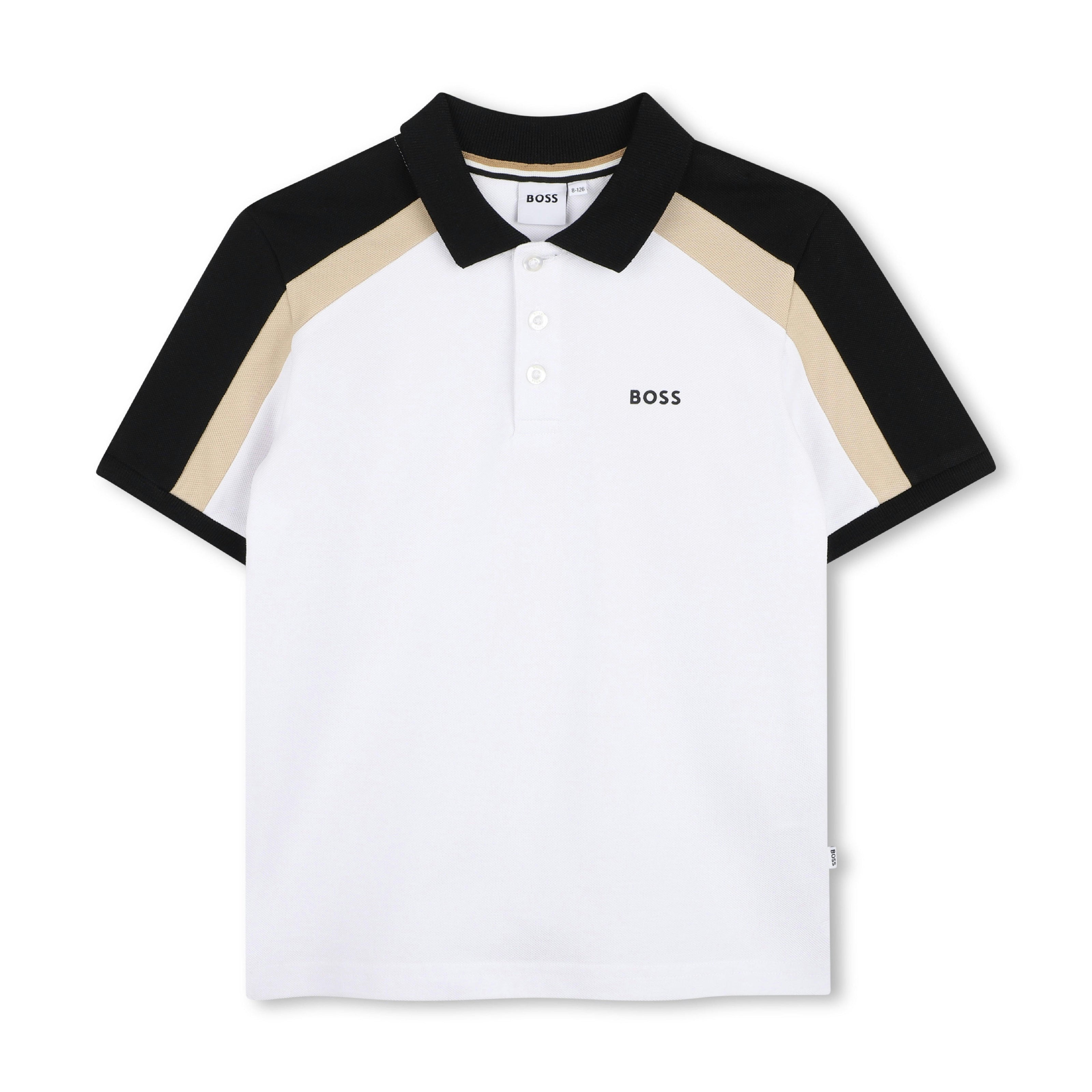 White Color-Block Polo