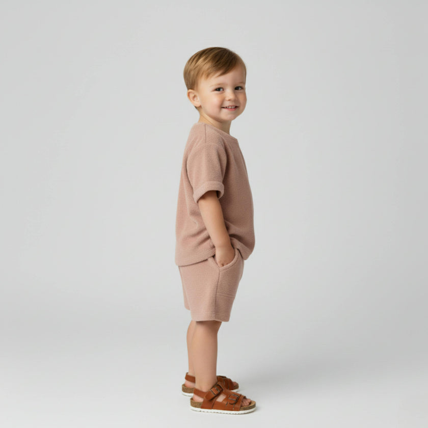 Organic Terry Tee & Shorts Set - Clay