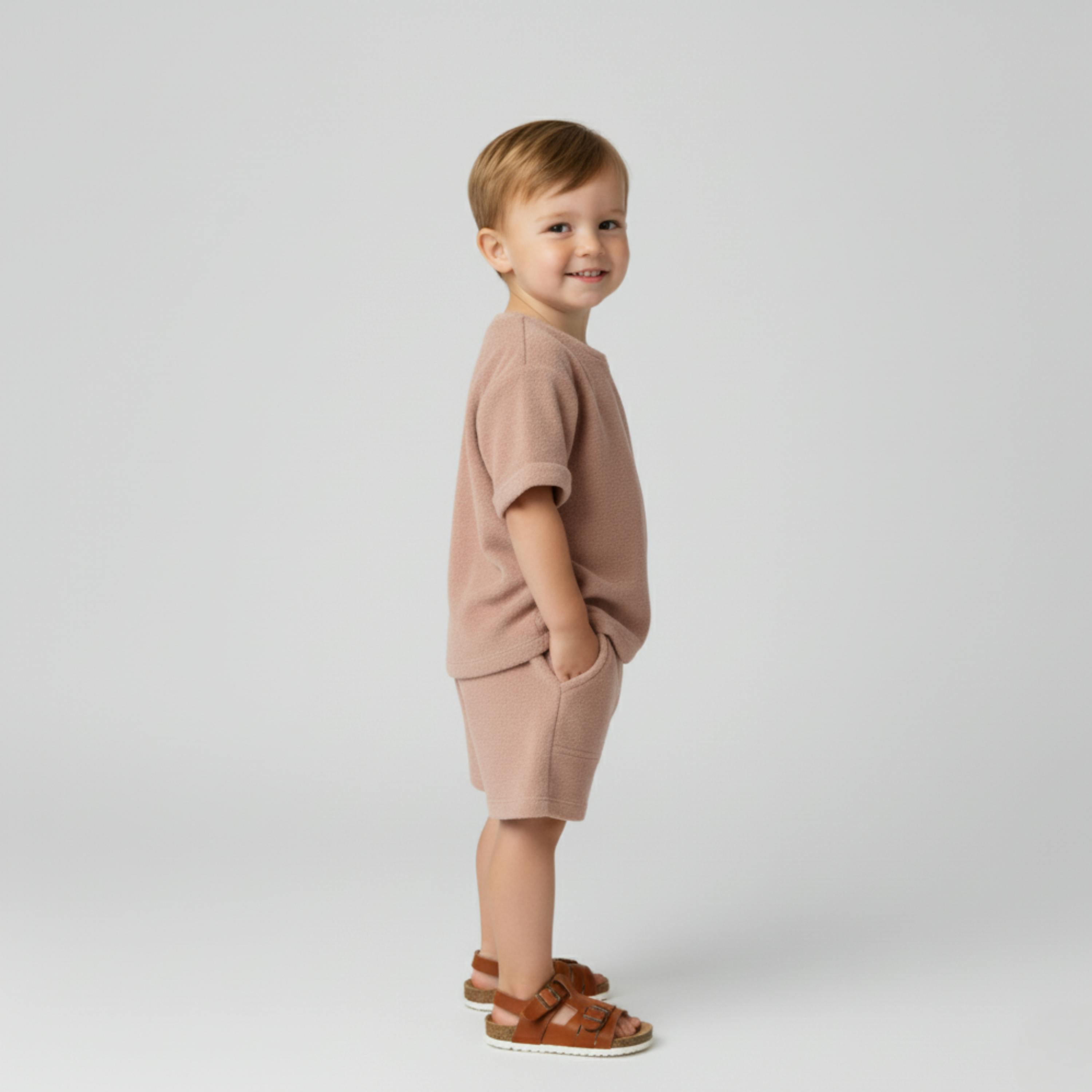 Organic Terry Tee & Shorts Set - Clay