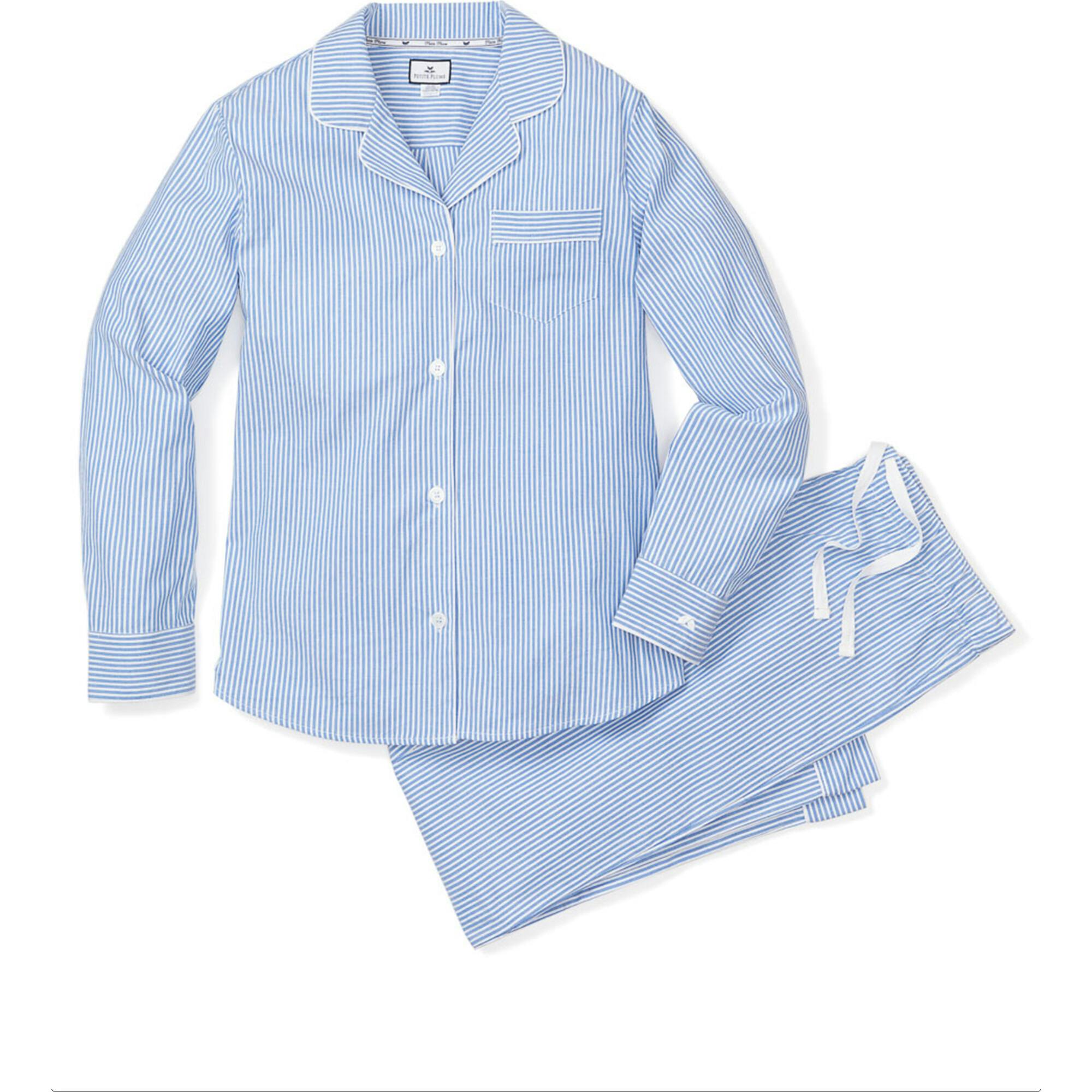 Women's Twill Pajama Set in French Blue Heritage Stripe