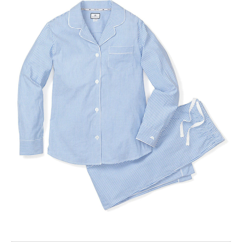 Women's Twill Pajama Set in French Blue Heritage Stripe