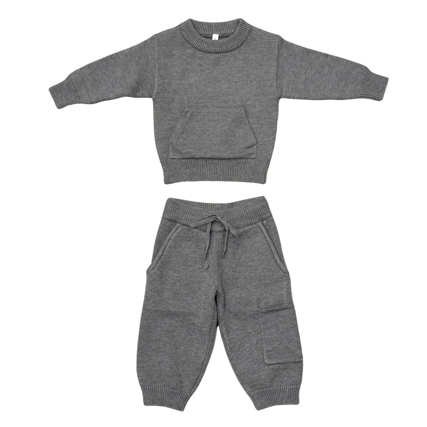 Boys Knit Set in Heather Mid Gray