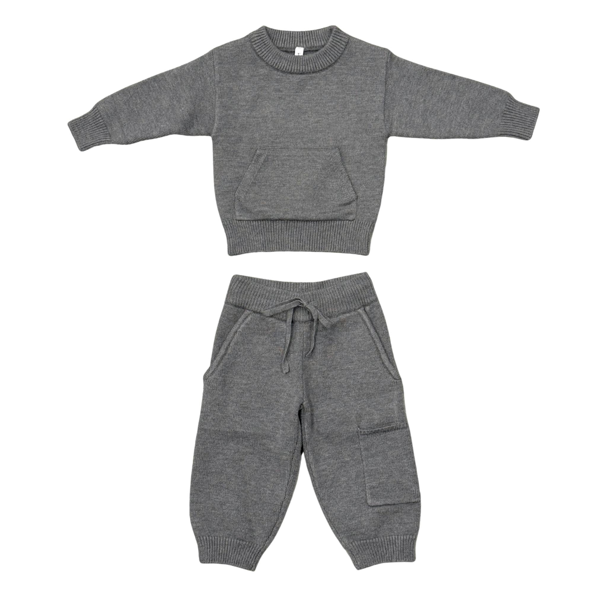 Boys Knit Set in Heather Mid Gray
