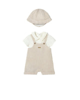Beige Baby Romper & Hat Set