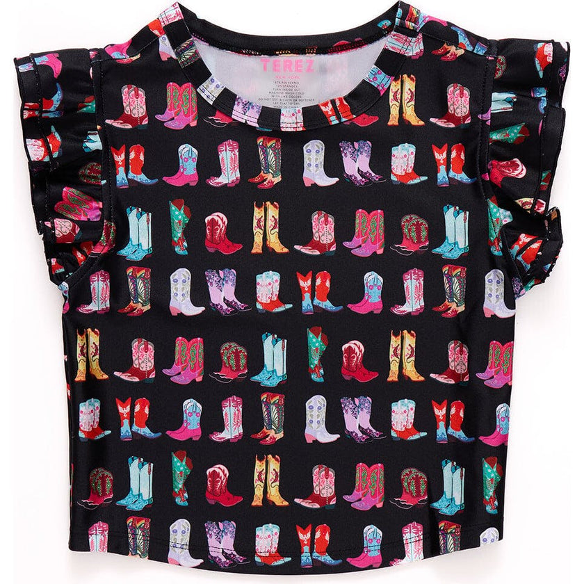 Girls Hi-Shine Ruffle Crop Top