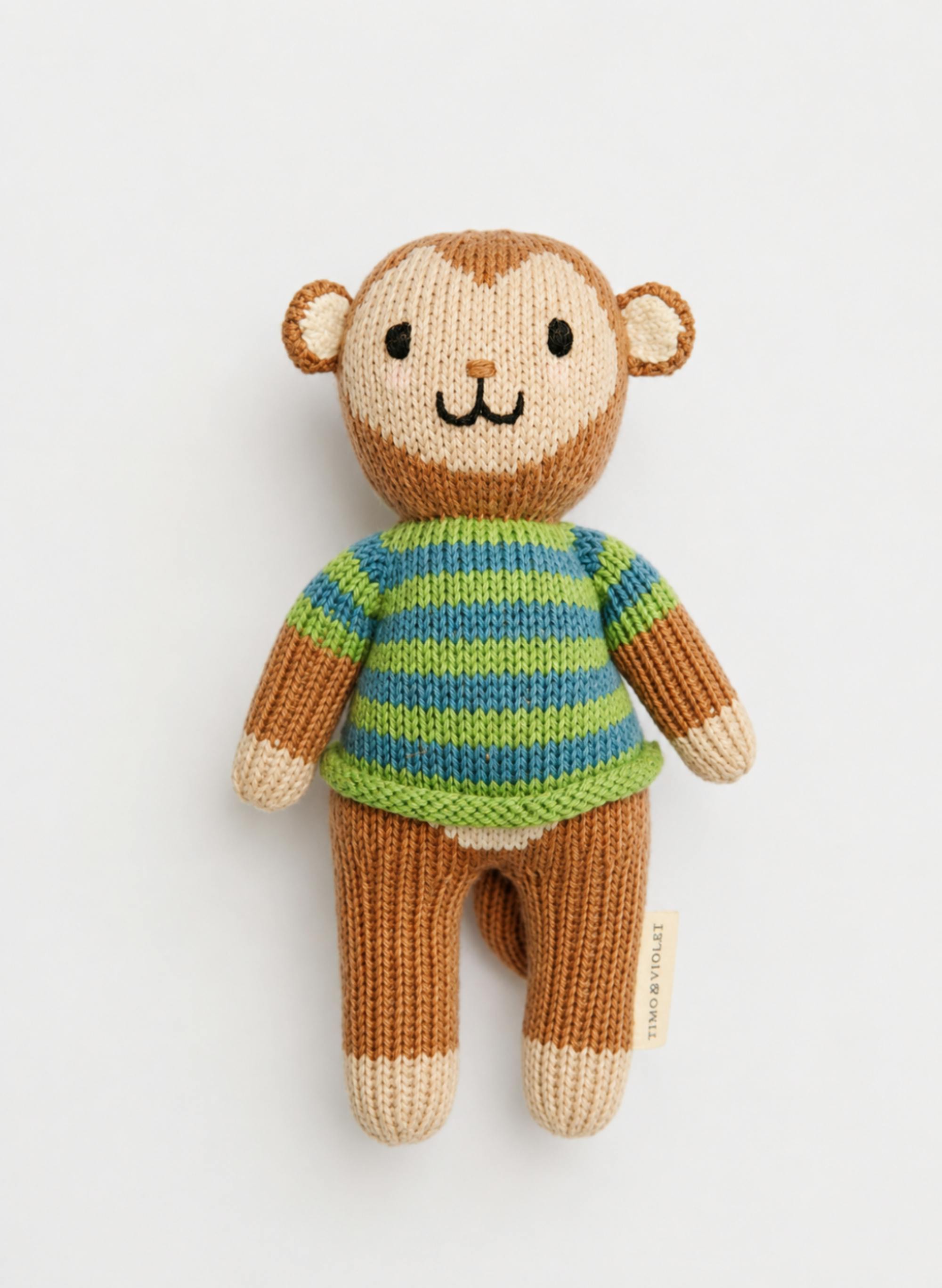 Baby Gift Set: Ivory Wonder Baby Blanket and Marlow the Monkey Knit Doll