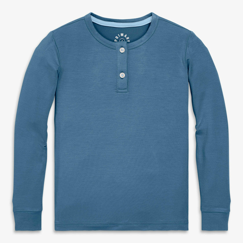 Kids stretch modal long sleeve henley PJ top