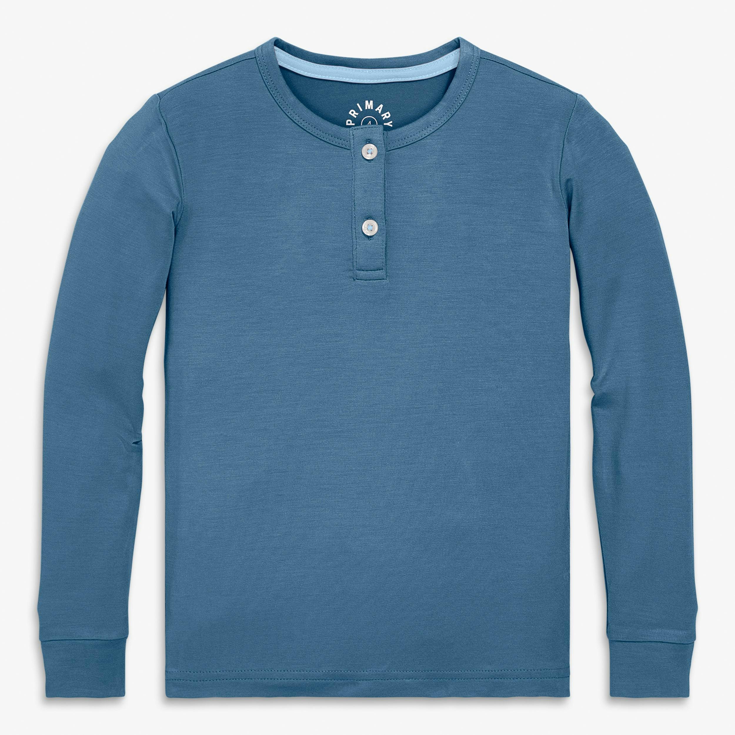 Kids stretch modal long sleeve henley PJ top