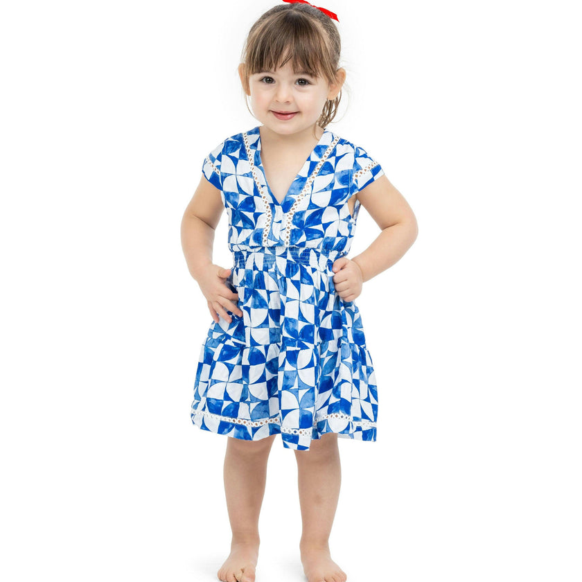 The Greece - Girls Smocked Waist Sun Dress