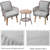 Indoor/Outdoor 3 Piece Wicker Bistro Table And Chairs Patio Seating Set