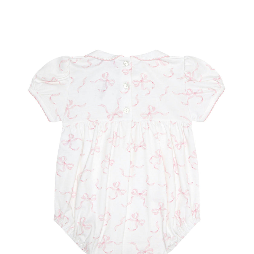 Charming Bows Print Smocked Bubble