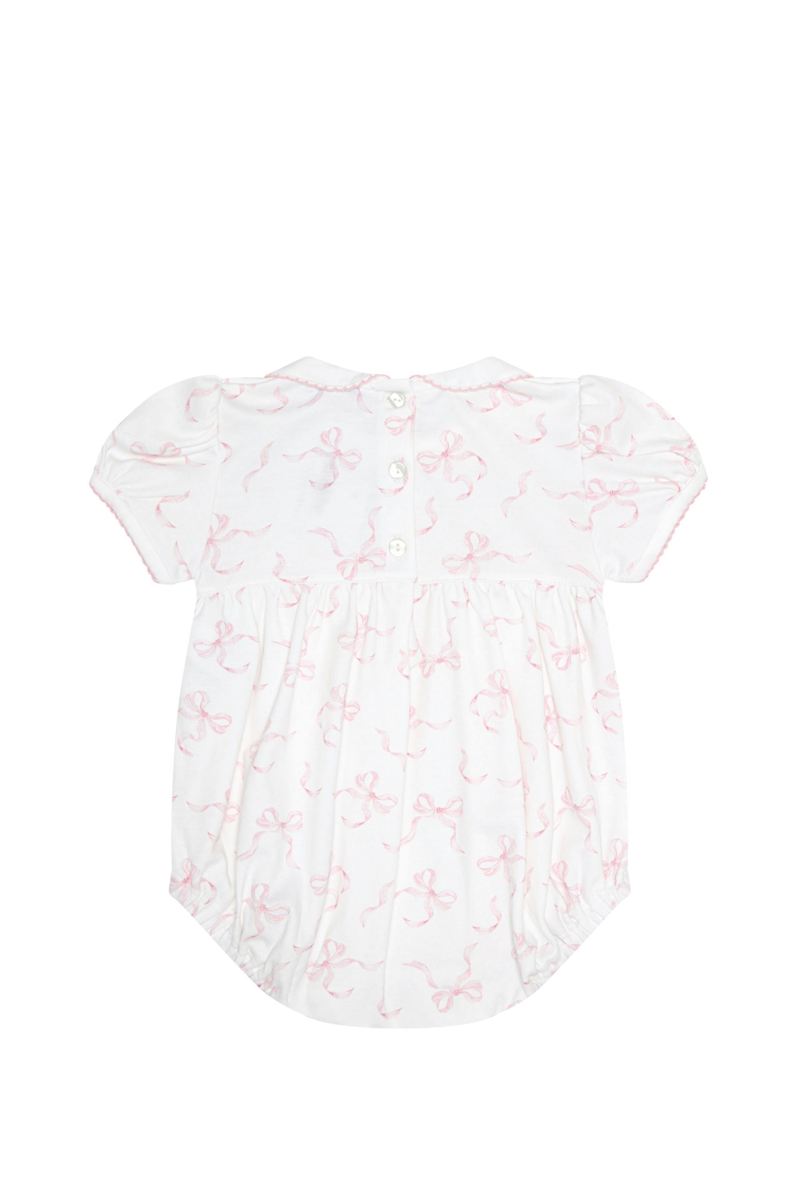 Charming Bows Print Smocked Bubble