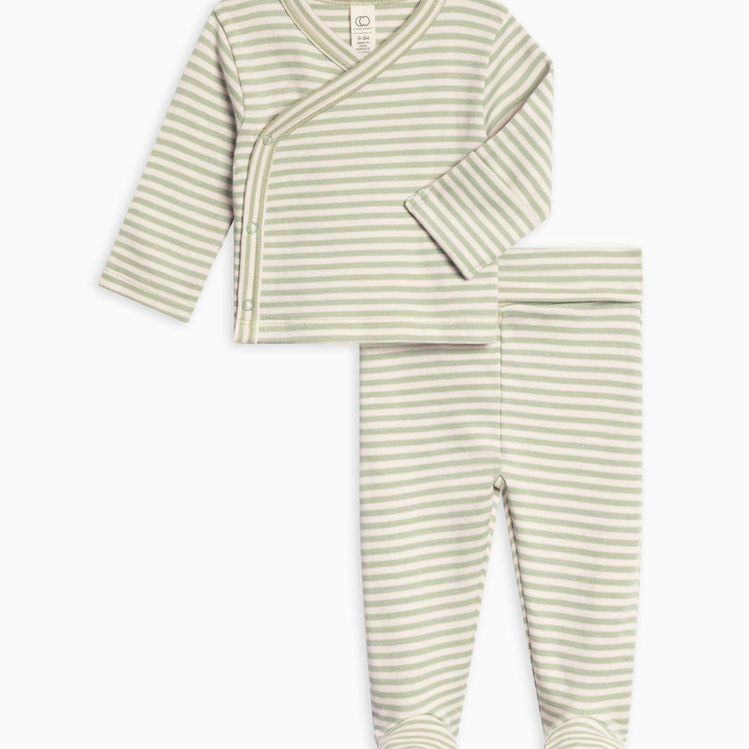 Riley 2 Piece Kimono Wrap Top and Pant Set Ballet Stripe