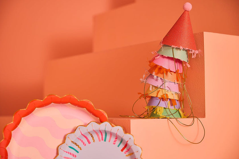 Packed Party Top Off the Fun Mini Glitter Party Hats Set of 8 - Shimmering Glitter Hats with Pom Pom Tops and Gold Elastic Straps, One Size Fits All
