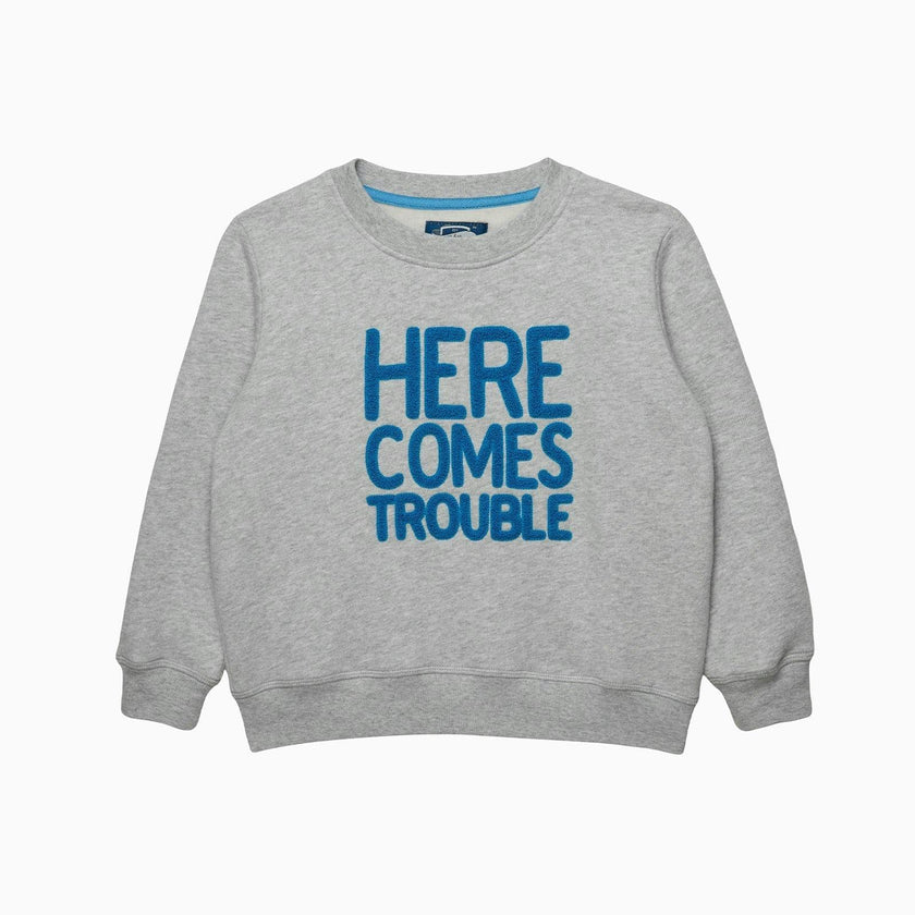 Here Comes Trouble Sweatshirt in Grey Marl