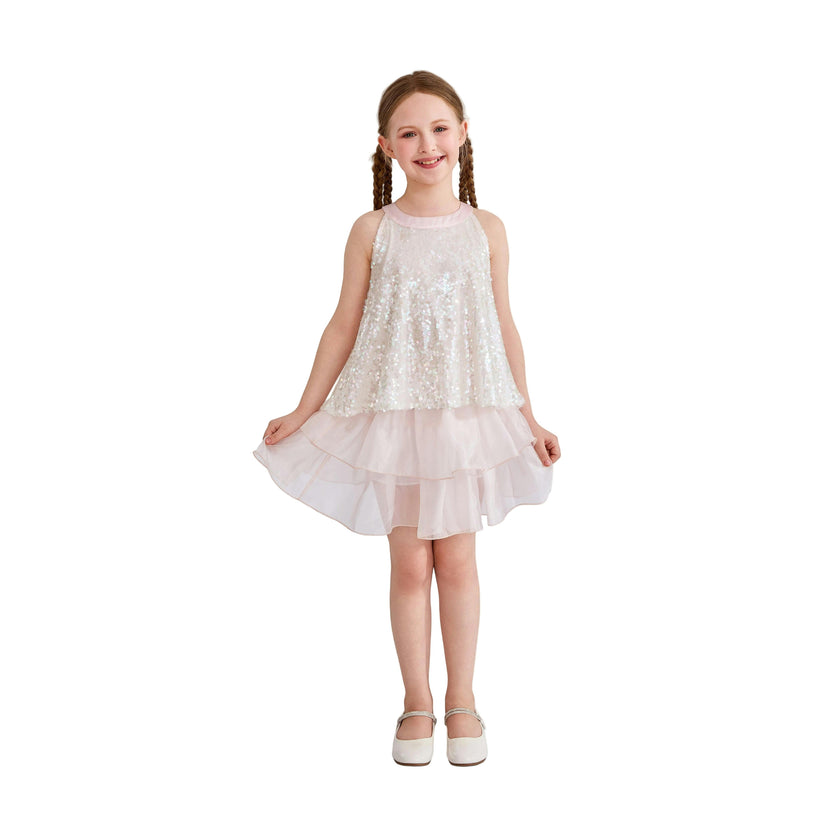 Pink Sylvara Sequin Ruffle Skirt Set