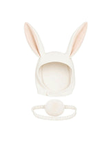 White Bunny Bonnet and Bunny Tail Set
