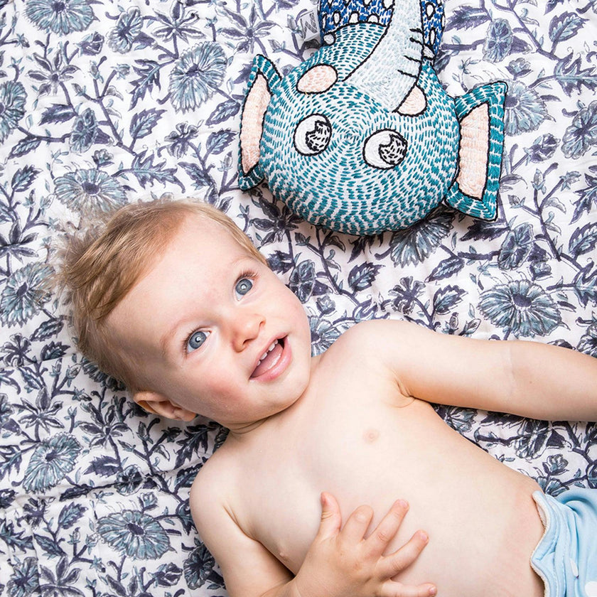 Block-Printed Cotton Crib Quilt