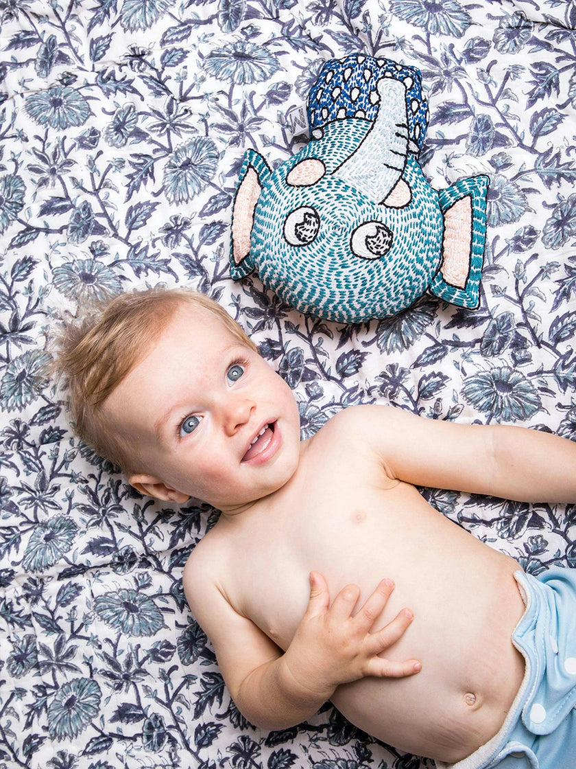 Block-Printed Cotton Crib Quilt
