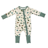 Long Sleeve Zip Romper in Dino Land