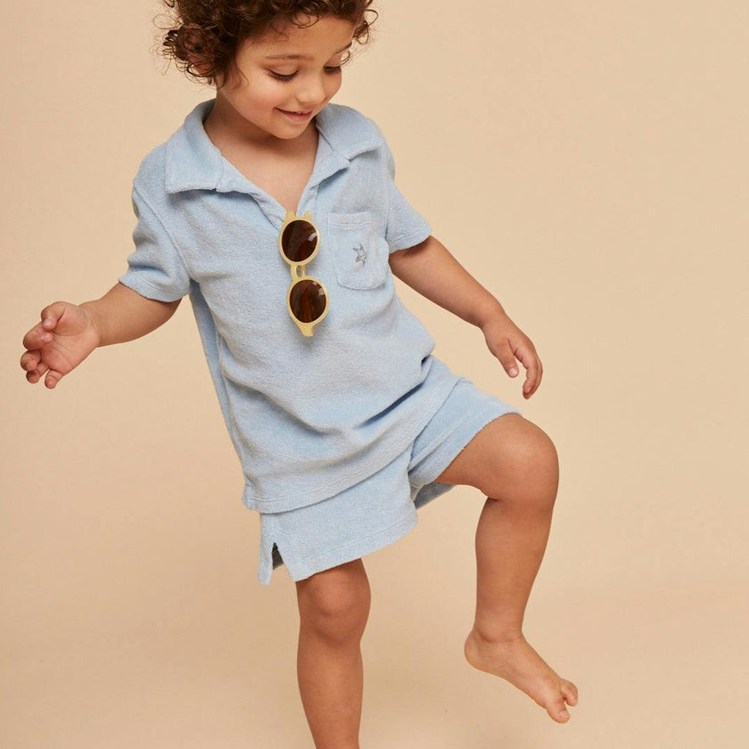 Terry Cotton Polo Shirt, Blue
