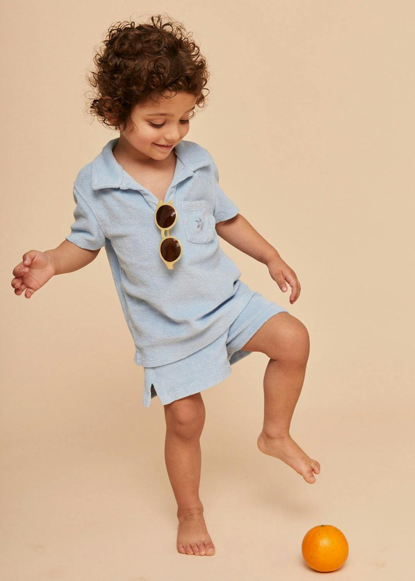 Terry Cotton Polo Shirt, Blue