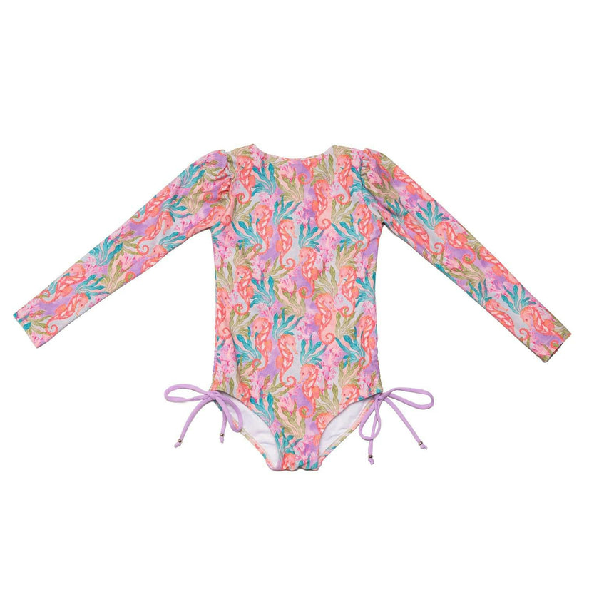 Long Sleeve One Piece Swimsuit with Side Ties