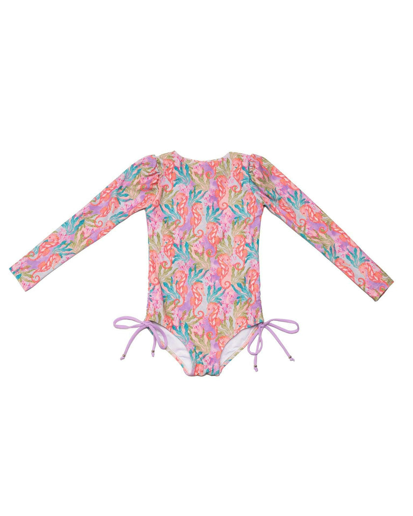 Long Sleeve One Piece Swimsuit with Side Ties