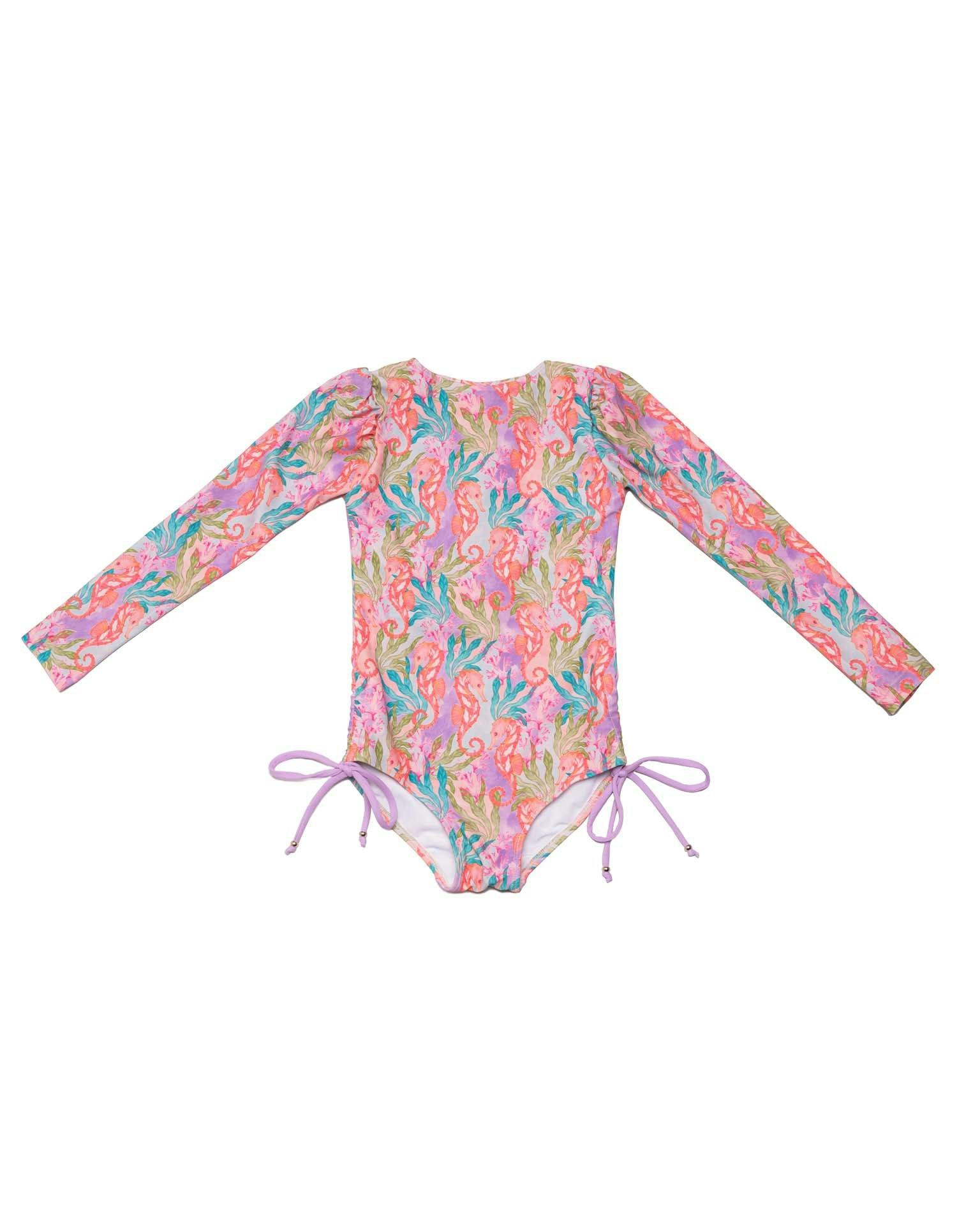 Long Sleeve One Piece Swimsuit with Side Ties