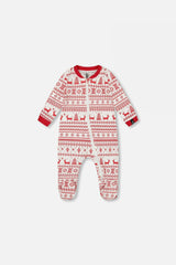 Organic Cotton Baby One-Piece Pajamas Red And White Fairisle