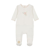 Heirloom Blossom Footie Ivory & Pink