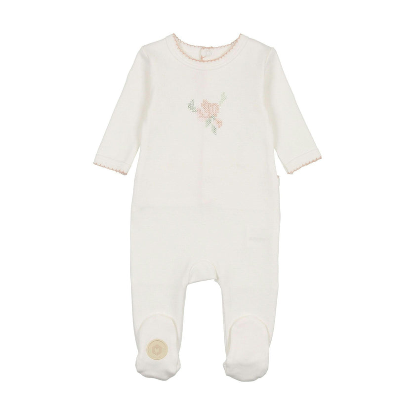 Heirloom Blossom Footie Ivory & Pink