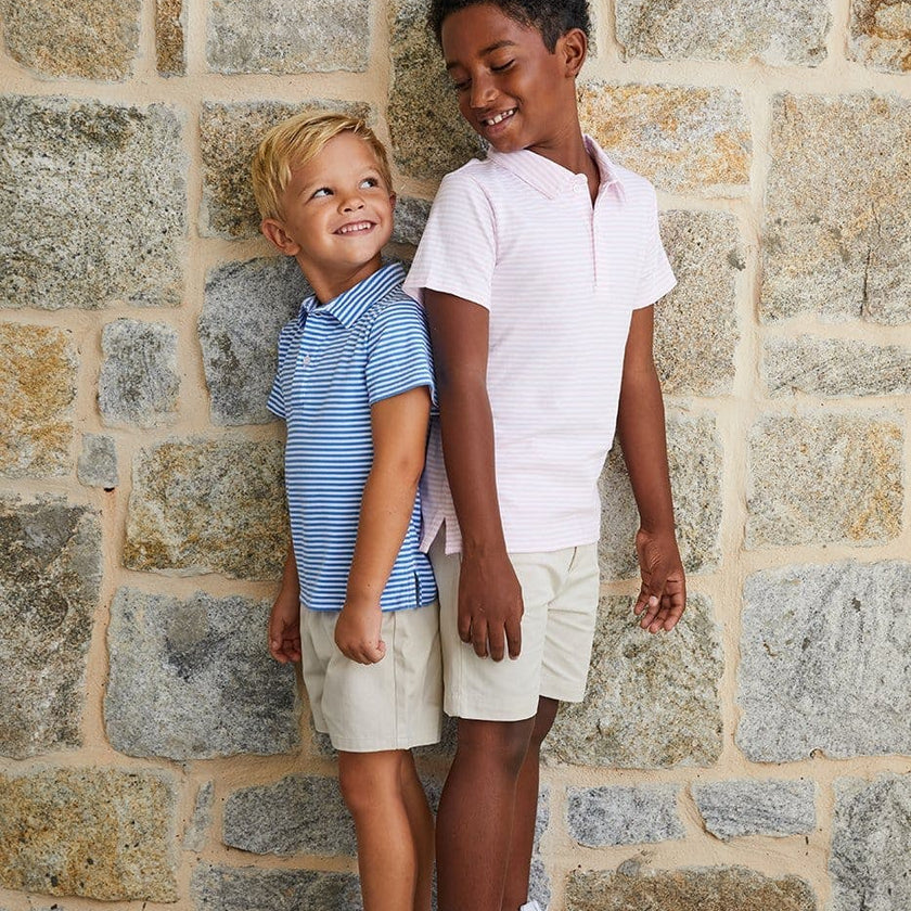 Short Sleeve Polo - Light Pink Stripe