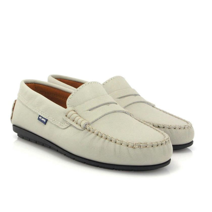 Penny 032 Walker Moccasins, light grey saffiano leather
